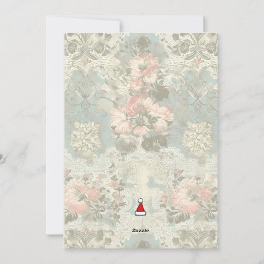 メリークリスマスクラシックシックフラワーズタイポグラフィ シーズンカード (裏面)