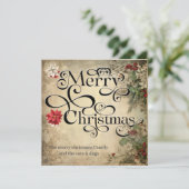 メリークリスマスクラシックシックフラワーズタイポグラフィ シーズンカード (スタンド正面)