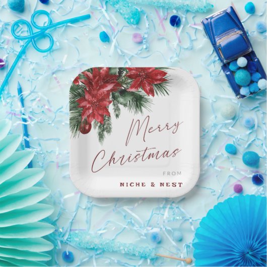 メリークリスマスクラシックリースクリスマスパーティー ペーパープレート (パーティー)