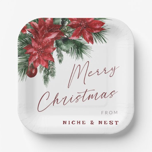 メリークリスマスクラシックリースクリスマスパーティー ペーパープレート (正面)