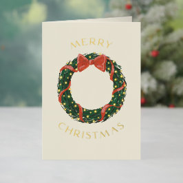 メリークリスマスクラシックリース金ゴールド 箔シーズンカード