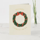 メリークリスマスクラシックリース金ゴールド 箔シーズンカード (正面)