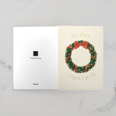 メリークリスマスクラシックリース金ゴールド 箔シーズンカード (外側レイダウン)