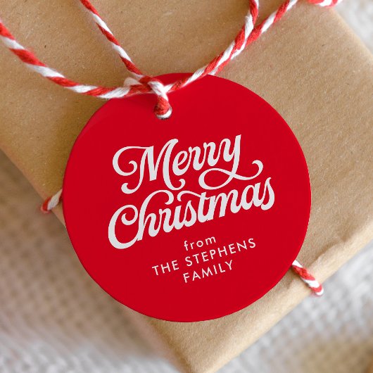 メリークリスマスクラシックレッドホリデーギフトラベル フェイバータグ