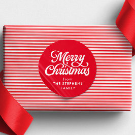 メリークリスマスクラシックレッドホリデーギフト ラウンドシール