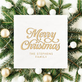 メリークリスマスクラシックレトロスクリプト休日パーティー 箔ナプキン