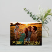 メリークリスマスクラシック金ゴールドお洒落写真 箔シーズンポストカード (立ち正面)