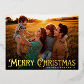 メリークリスマスクラシック金ゴールドお洒落写真 箔シーズンポストカード (正面)