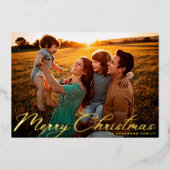 メリークリスマスクラシック金ゴールド伝統的写真 箔シーズンカード (正面)