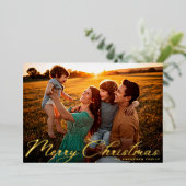 メリークリスマスクラシック金ゴールド伝統的写真 箔シーズンカード (立ち正面)