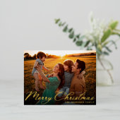 メリークリスマスクラシック金ゴールド伝統的写真 箔シーズンポストカード (立ち正面)