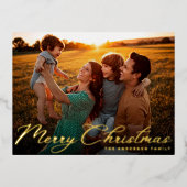 メリークリスマスクラシック金ゴールド伝統的写真 箔シーズンポストカード (正面)
