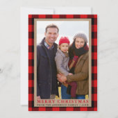 メリークリスマスクラフトタータンチェックフォトカード 招待状 (正面)