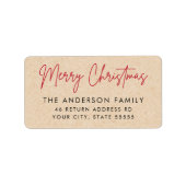 メリークリスマスクラフト紙ルック差出人住所 ラベル (正面)