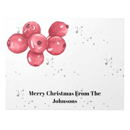 メリークリスマスクランベリーメモ帳 ノートパッド (正面)