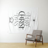 メリークリスマスクリスイエスキリストブラックチョーク タペストリー (インサイチュ(横))