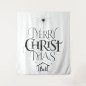 メリークリスマスクリスイエスキリストブラックチョーク タペストリー (正面)