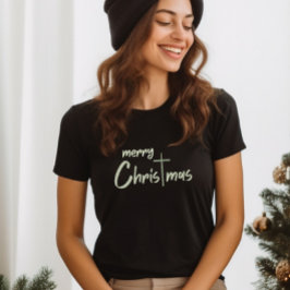 メリークリスマスクリスクロスブラック Tシャツ