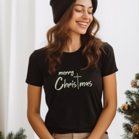メリークリスマスクリスクロスブラック Tシャツ
