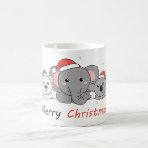 メリークリスマスクリスマスアニマルかわいい動物Cof コーヒーマグカップ