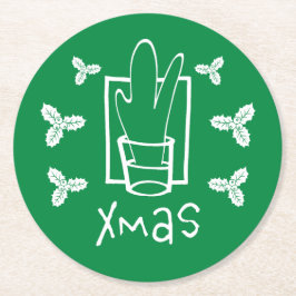 メリークリスマスクリスマスコースター ラウンドペーパーコースター