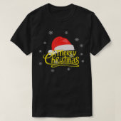 メリークリスマスクリスマスサンタクロース帽子スノーフレーク Tシャツ (デザイン正面)