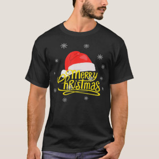 メリークリスマスクリスマスサンタクロース帽子スノーフレーク Tシャツ