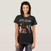 メリークリスマスクリスマスサンタトナカイ Tシャツ (正面フル)
