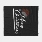 メリークリスマスクリスマスプレゼントサンタクロース フリースブランケット (正面(横))