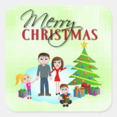 メリークリスマスクリスマスモーニングスクエアステッカー スクエアシール (正面)