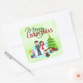 メリークリスマスクリスマスモーニングスクエアステッカー スクエアシール (封筒)