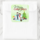 メリークリスマスクリスマスモーニングスクエアステッカー スクエアシール (バッグ)