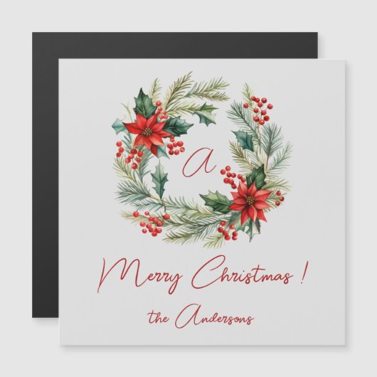 メリークリスマスクリスマスリース磁気カード (正面/裏面)