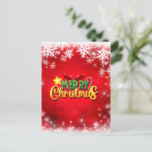 メリークリスマスクリスマスレッドグリーン金ゴールドホリデーラブ シーズンポストカード (スタンド正面)
