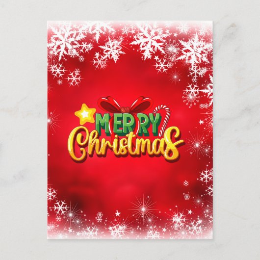 メリークリスマスクリスマスレッドグリーン金ゴールドホリデーラブ シーズンポストカード (正面)