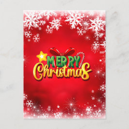 メリークリスマスクリスマスレッドグリーン金ゴールドホリデーラブ ポストカード