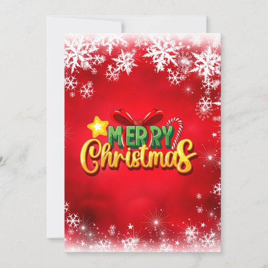 メリークリスマスクリスマスレッドグリーン金ゴールドホリデーラブ 招待状 (正面)