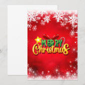 メリークリスマスクリスマスレッドグリーン金ゴールドホリデーラブ 招待状 (正面/裏面)