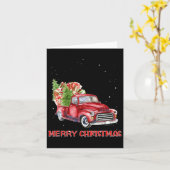 メリークリスマスクリックレッドトラックツリーファミリークリスマス カード (黄色い花)