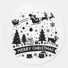 メリークリスマスクリップアート ラウンドシール