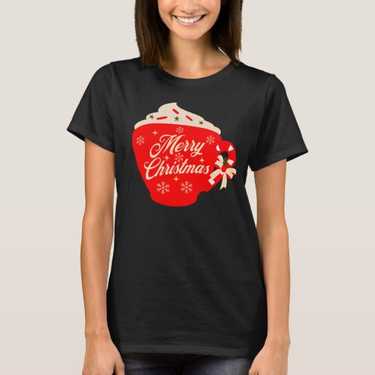 メリークリスマスクリームフロスティングスノーフレークスプスプ Tシャツ (正面)