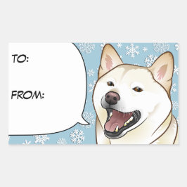 メリークリスマスクリーム柴犬ギフトラベル 長方形シール