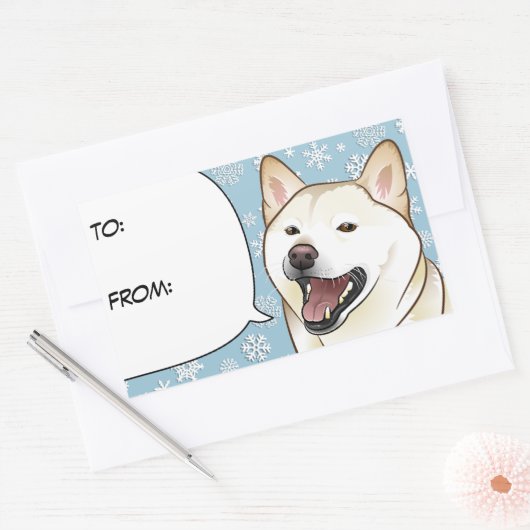 メリークリスマスクリーム柴犬ギフトラベル 長方形シール (封筒)