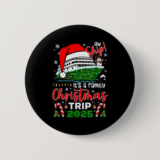 メリークリスマスクルーズ旅行2025 幸せな家族 缶バッジ (正面)