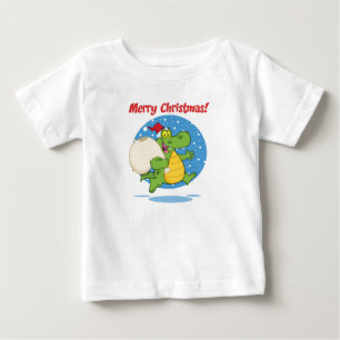 メリークリスマスクロコダイルサンタ 休日 ベビーTシャツ