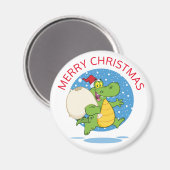 メリークリスマスクロコダイルサンタ |休日 マグネット (正面/裏面)