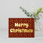 メリークリスマスクロスエレガントレトロ赤ブルゴーニュ 箔シーズンポストカード (立ち正面)