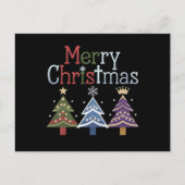 メリークリスマスクロスクリスマスツリーレトロ シーズンポストカード (正面)