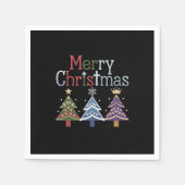 メリークリスマスクロスクリスマスツリーレトロ スタンダードカクテルナプキン (正面)