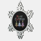 メリークリスマスクロスクリスマスツリーレトロ スノーフレークピューターオーナメント (右)